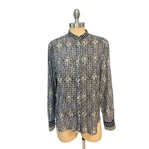 Derek Lam 10 Crosby Women's Long Sleeve Printed Button-Down Blouse Small Medium